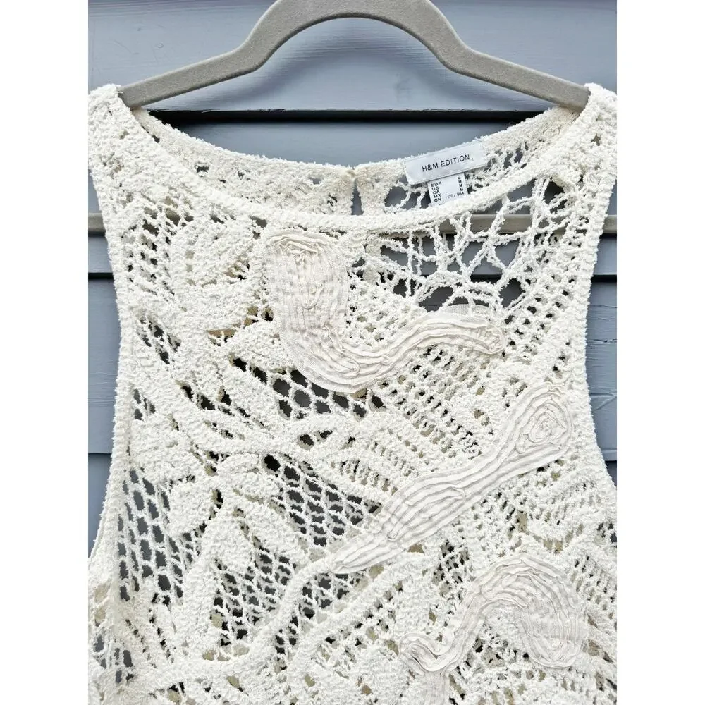 H&M EDITION Crochet Look Mini Tank Dress Cover Up Medium M